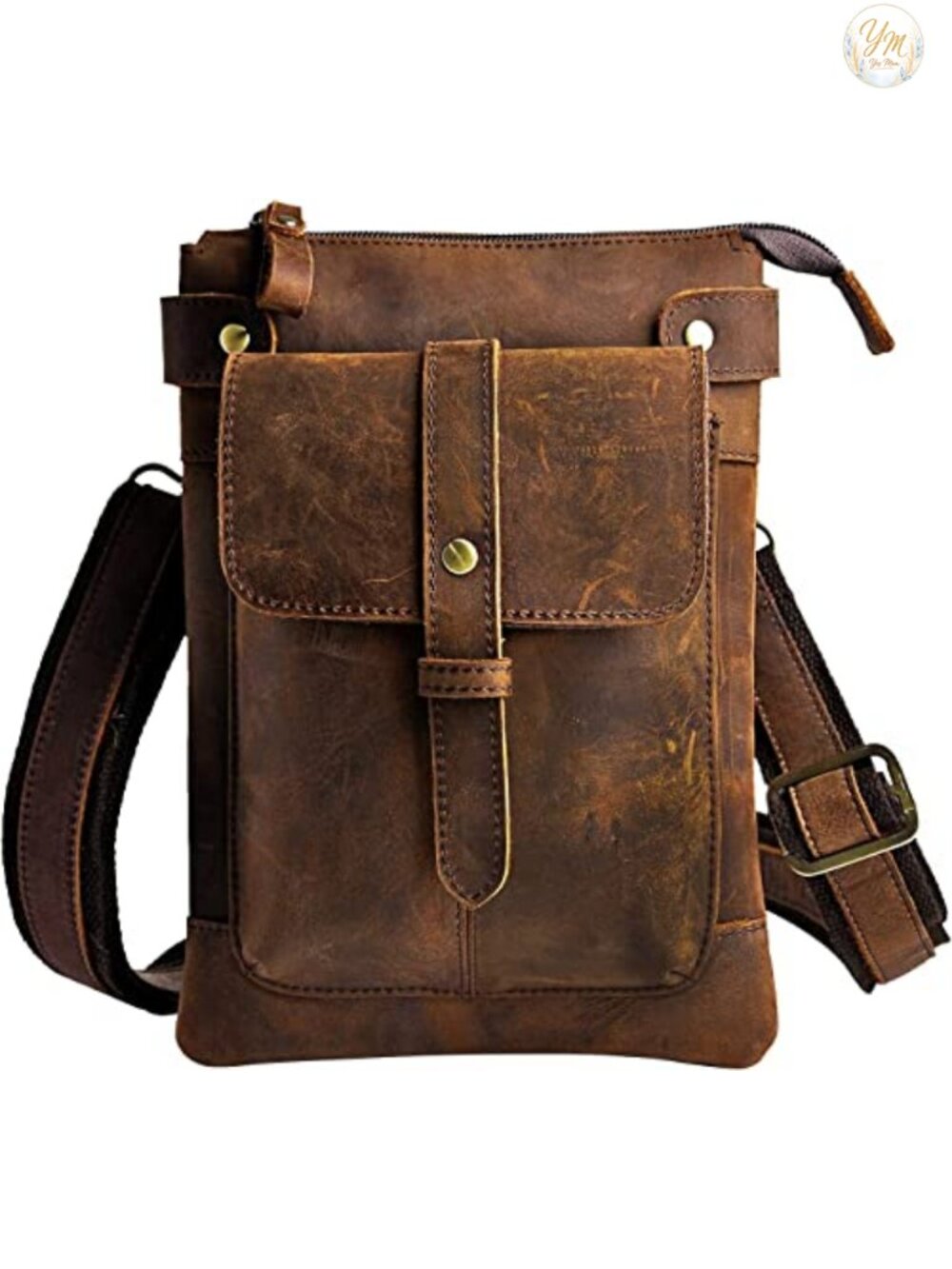 Genuine Leather Fanny Messenger Bag Small Waist Pack Crossbody Satchel